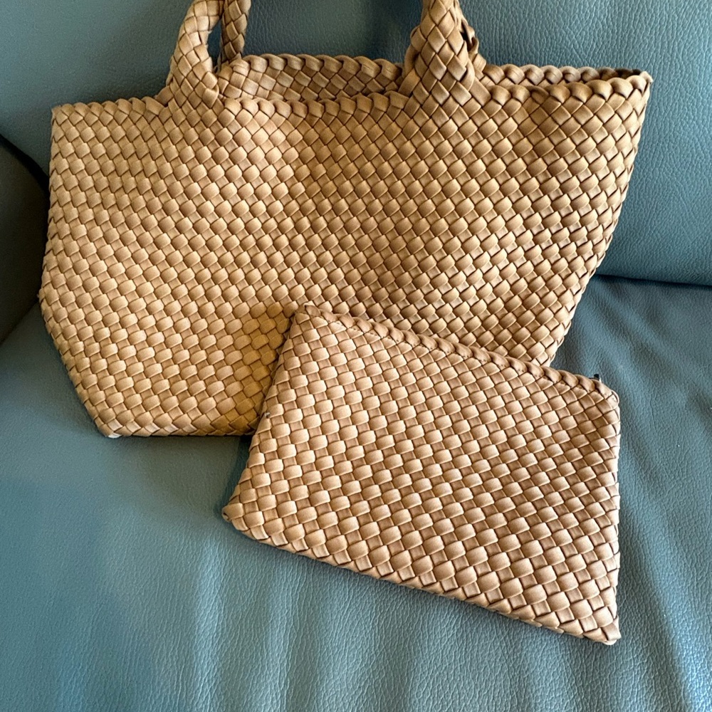 Naghedi Tan St Barth’s Tote Bag and pouch